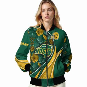 customized north dakota state bison floral print green jacket latest model jacketwow