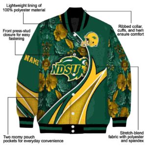 customized north dakota state bison floral print green jacket new arrival jacketwow