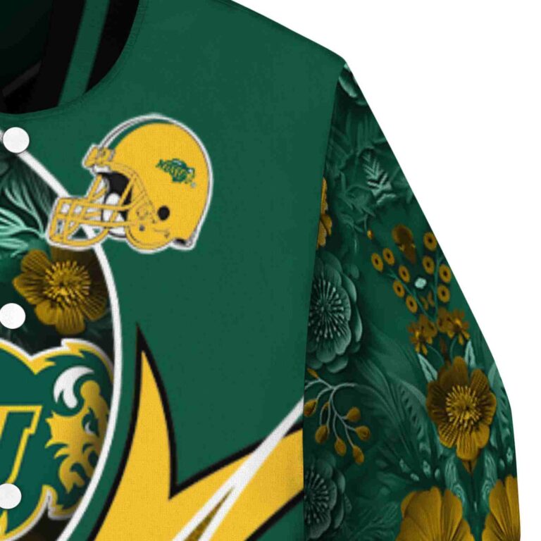 customized north dakota state bison floral print green jacket premium grade jacketwow