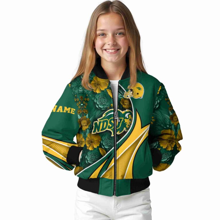 customized north dakota state bison floral print green jacket top rated jacketwow