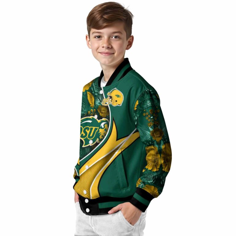 customized north dakota state bison floral print green jacket trendy jacketwow
