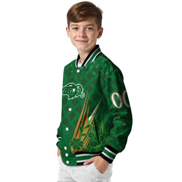 customized north dakota state bison shamrock pattern green jacket trendy jacketwow