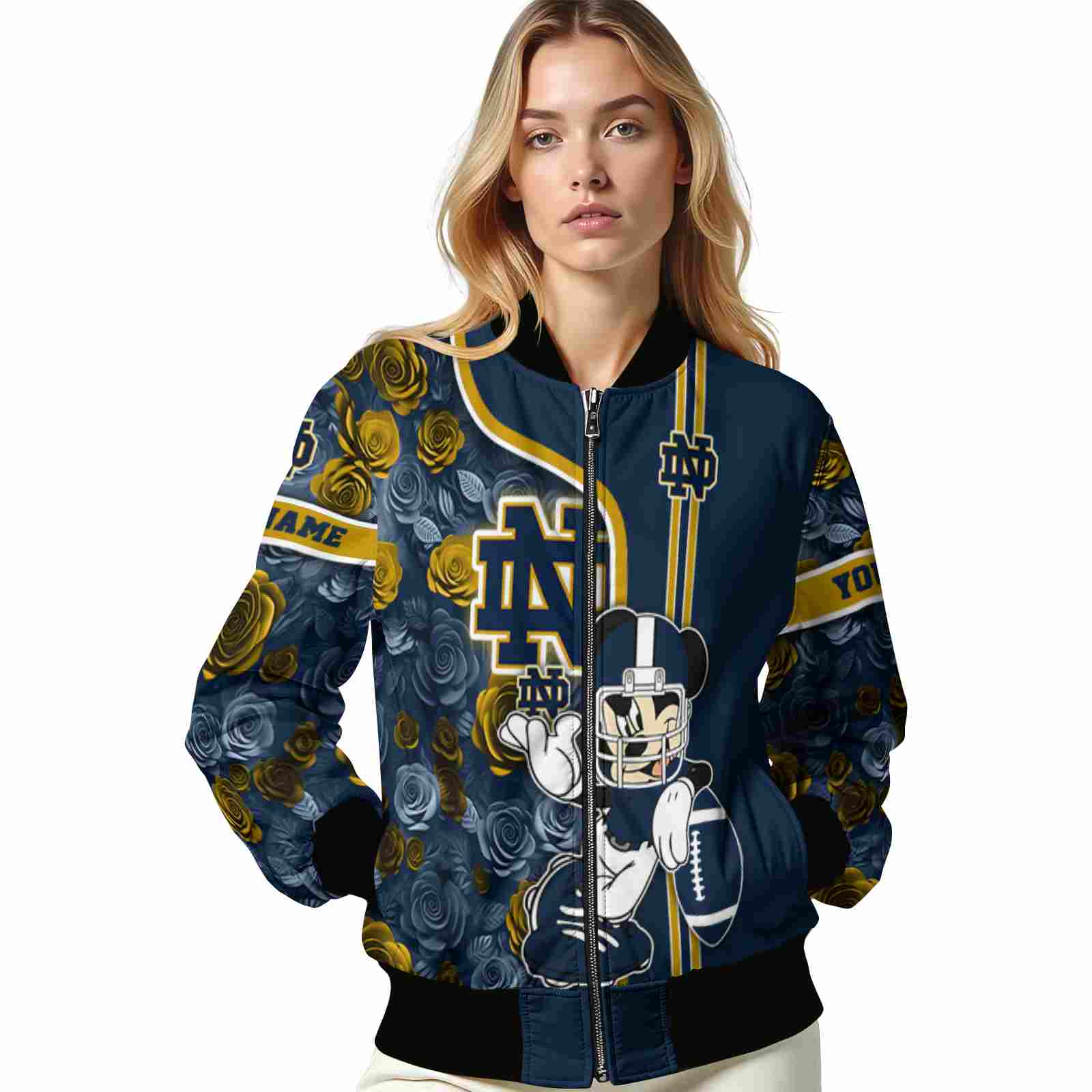 customized notre dame fighting irish rose mickey navy jacket latest model jacketwow customized notre dame fighting irish rose mickey navy jacket latest model jacketwow