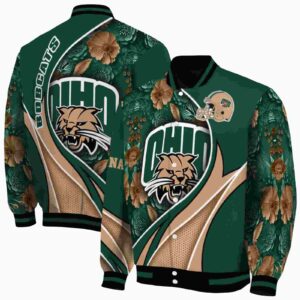 customized ohio bobcats floral print green jacket fashion forward jacketwow