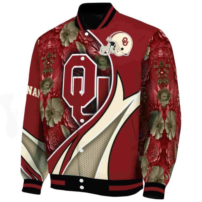 customized oklahoma sooners floral print crimson jacket best selling jacketwow