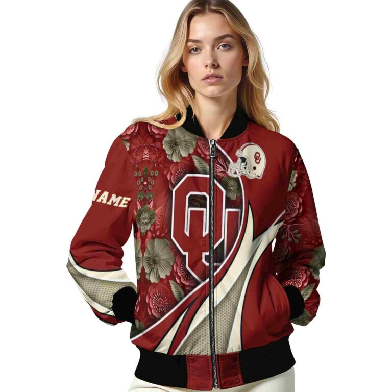 customized oklahoma sooners floral print crimson jacket latest model jacketwow