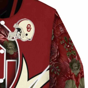 customized oklahoma sooners floral print crimson jacket premium grade jacketwow