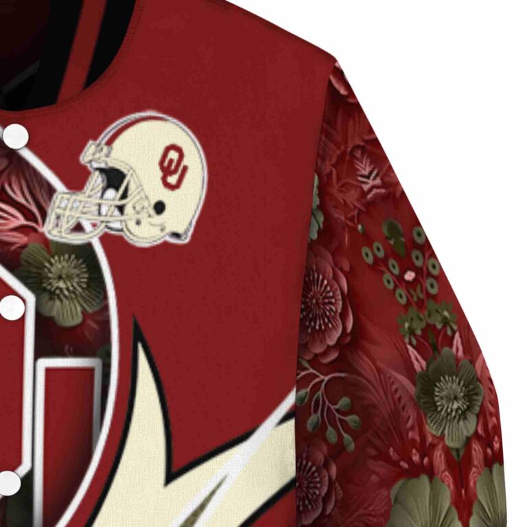 customized oklahoma sooners floral print crimson jacket premium grade jacketwow