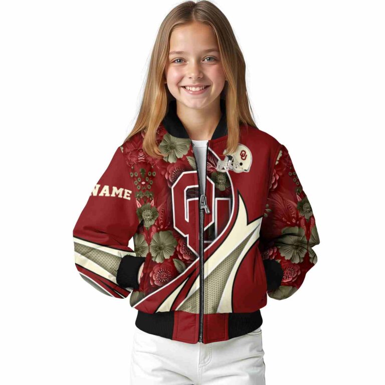 customized oklahoma sooners floral print crimson jacket top rated jacketwow