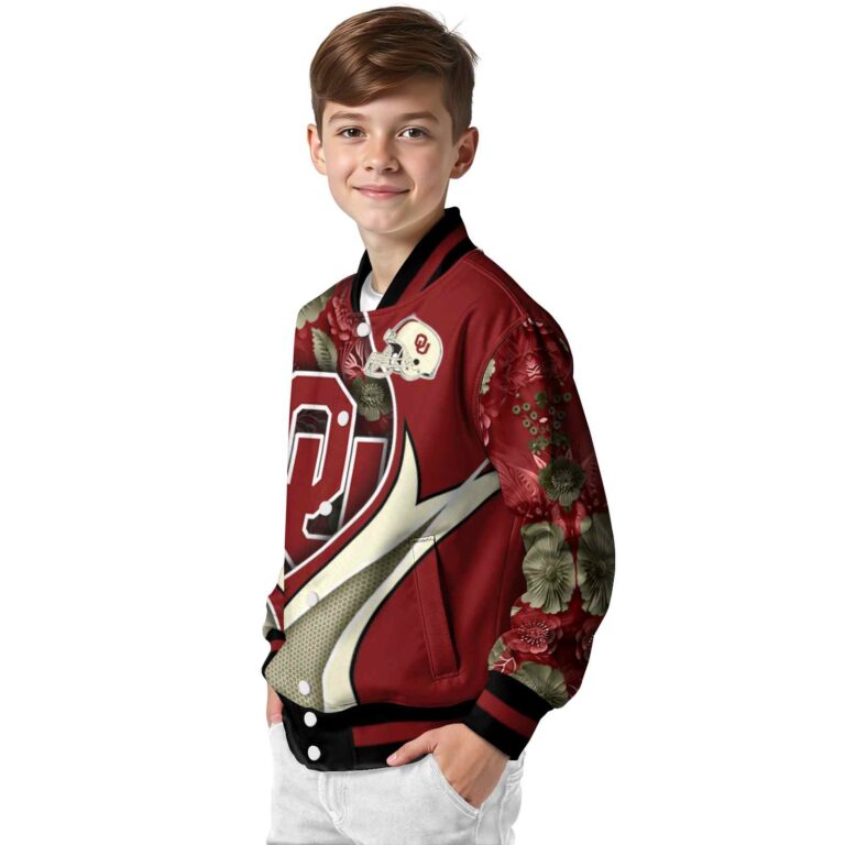 customized oklahoma sooners floral print crimson jacket trendy jacketwow