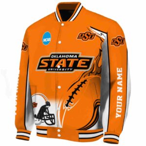 customized oklahoma state cowboys flaming football orange white jacket best selling jacketwow