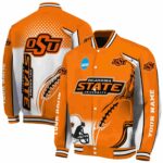 customized oklahoma state cowboys flaming football orange white jacket best selling jacketwow