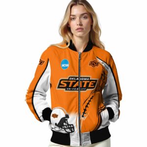 customized oklahoma state cowboys flaming football orange white jacket latest model jacketwow