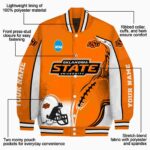 customized oklahoma state cowboys flaming football orange white jacket best selling jacketwow