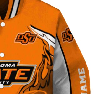 customized oklahoma state cowboys flaming football orange white jacket premium grade jacketwow
