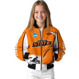 customized oklahoma state cowboys flaming football orange white jacket top rated jacketwow
