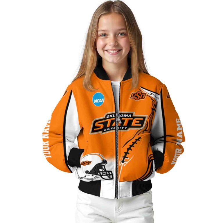 customized oklahoma state cowboys flaming football orange white jacket top rated jacketwow