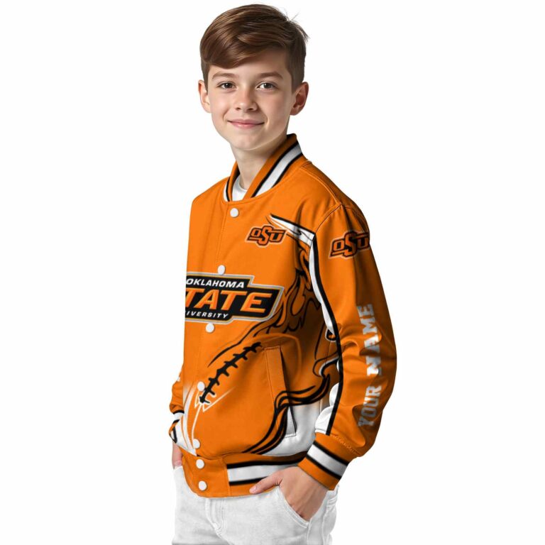 customized oklahoma state cowboys flaming football orange white jacket trendy jacketwow