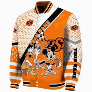 customized oklahoma state cowboys mickey donald goofy orange white jacket best selling jacketwow