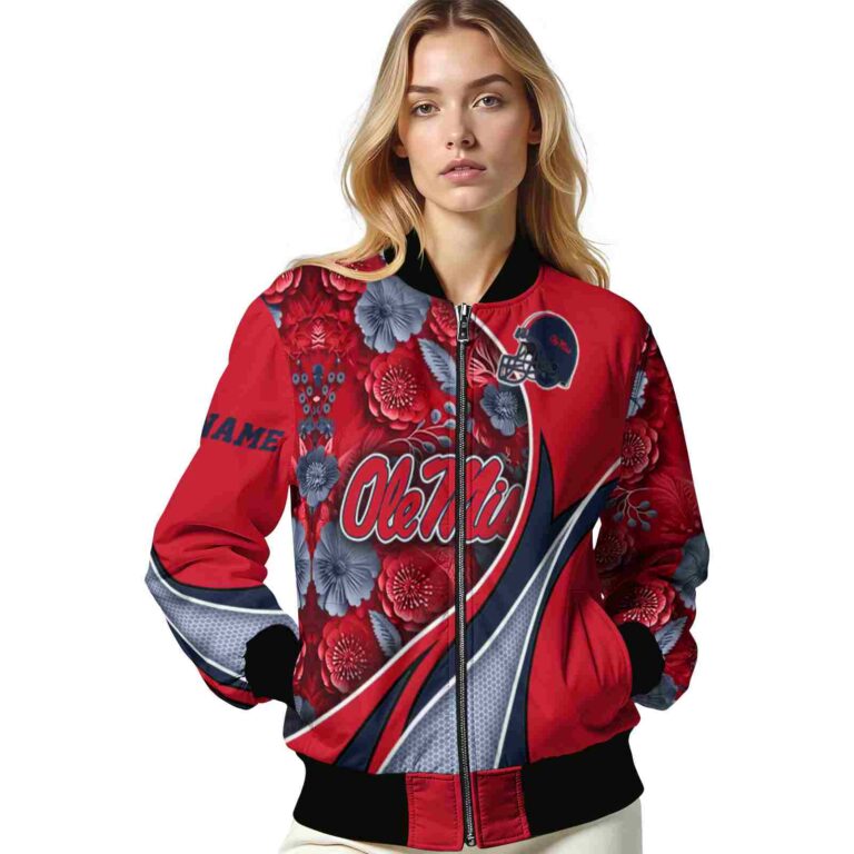 customized ole miss rebels floral print red jacket latest model jacketwow