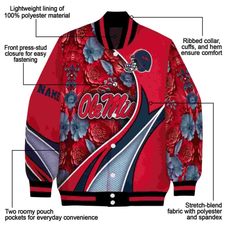 customized ole miss rebels floral print red jacket new arrival jacketwow