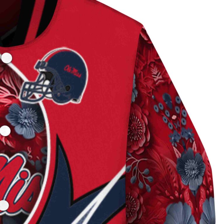 customized ole miss rebels floral print red jacket premium grade jacketwow