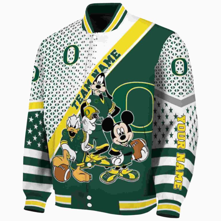 customized oregon ducks mickey donald goofy green white jacket best selling jacketwow