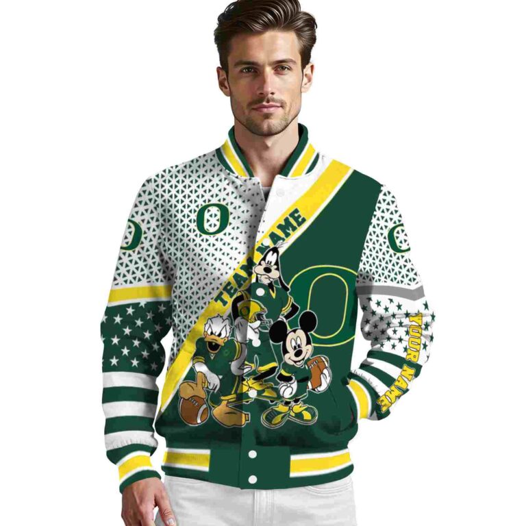 customized oregon ducks mickey donald goofy green white jacket high quality jacketwow