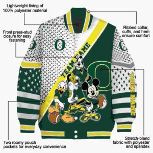 customized oregon ducks mickey donald goofy green white jacket new arrival jacketwow