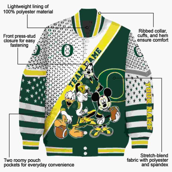 customized oregon ducks mickey donald goofy green white jacket new arrival jacketwow