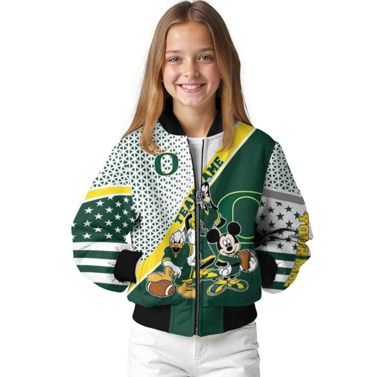 customized oregon ducks mickey donald goofy green white jacket top rated jacketwow