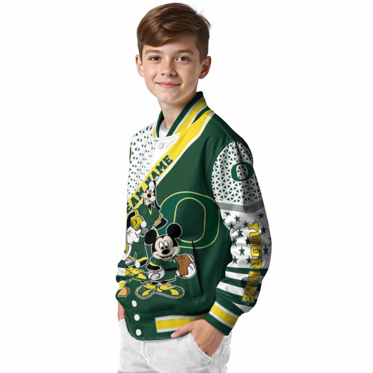customized oregon ducks mickey donald goofy green white jacket trendy jacketwow