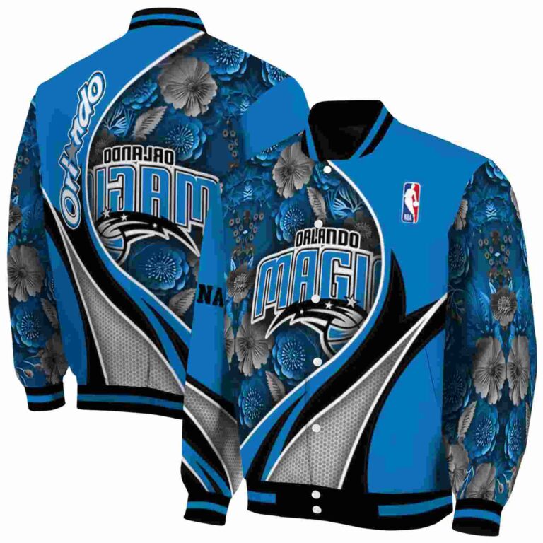 customized orlando magic floral print blue jacket fashion forward jacketwow