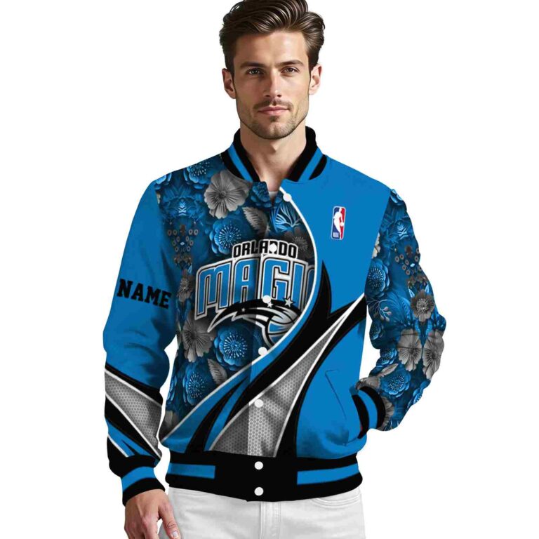customized orlando magic floral print blue jacket high quality jacketwow