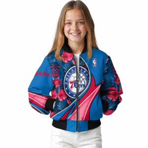 customized philadelphia 76ers floral print blue jacket top rated jacketwow