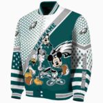 customized philadelphia eagles mickey donald goofy green white jacket best selling jacketwow