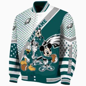 customized philadelphia eagles mickey donald goofy green white jacket best selling jacketwow