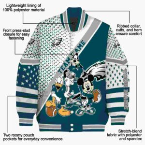 customized philadelphia eagles mickey donald goofy green white jacket new arrival jacketwow