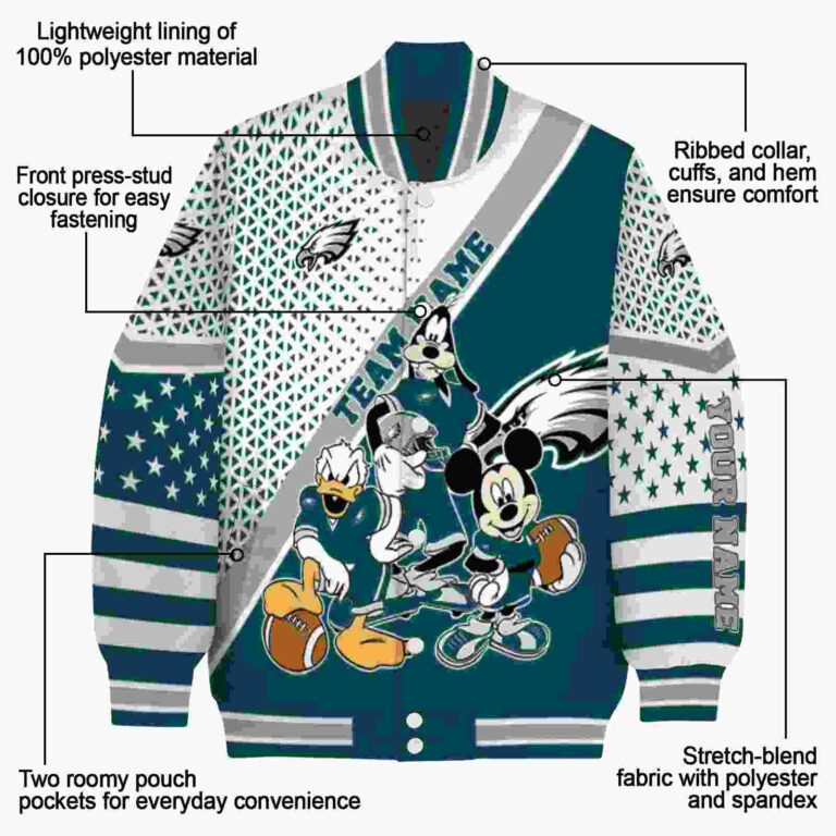customized philadelphia eagles mickey donald goofy green white jacket new arrival jacketwow
