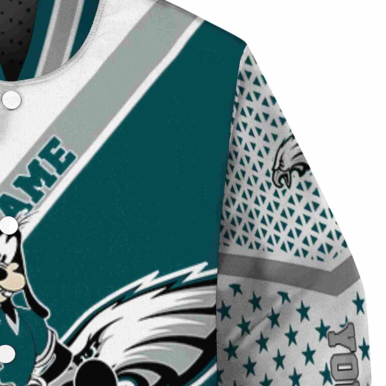 customized philadelphia eagles mickey donald goofy green white jacket premium grade jacketwow