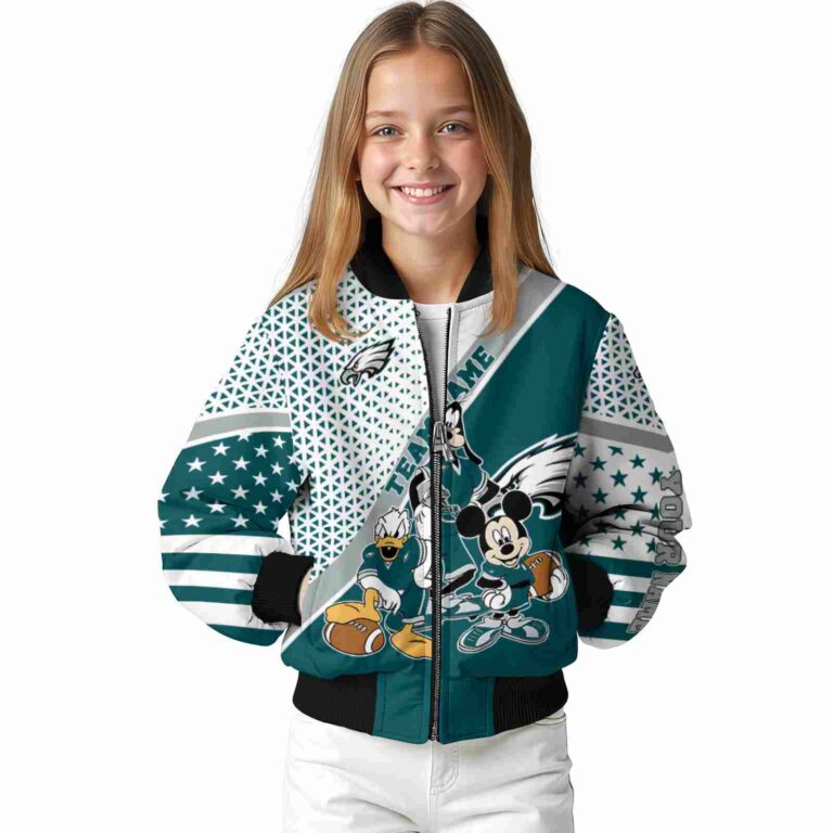 customized philadelphia eagles mickey donald goofy green white jacket top rated jacketwow