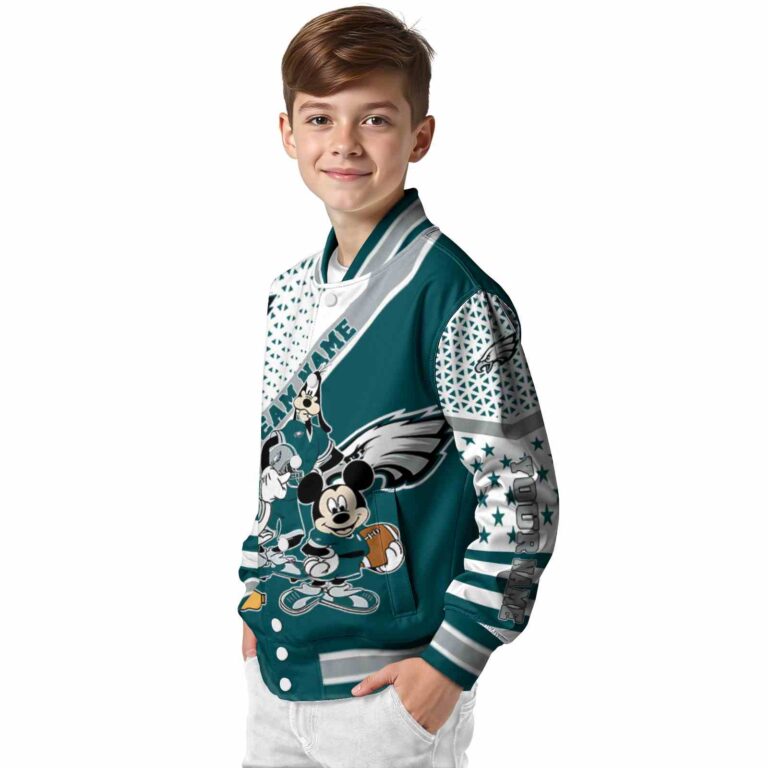 customized philadelphia eagles mickey donald goofy green white jacket trendy jacketwow