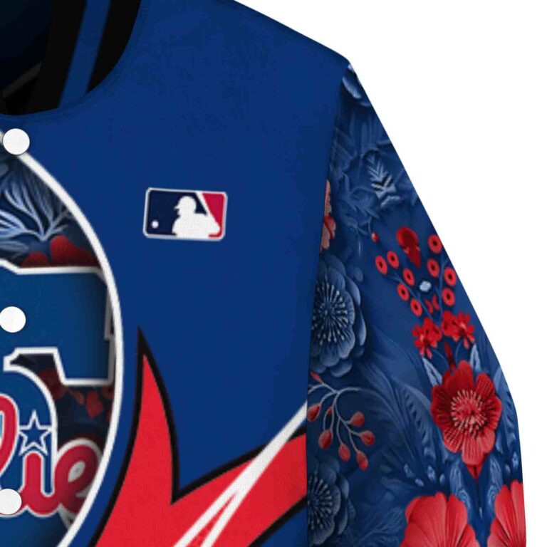 customized philadelphia phillies floral print blue jacket premium grade jacketwow