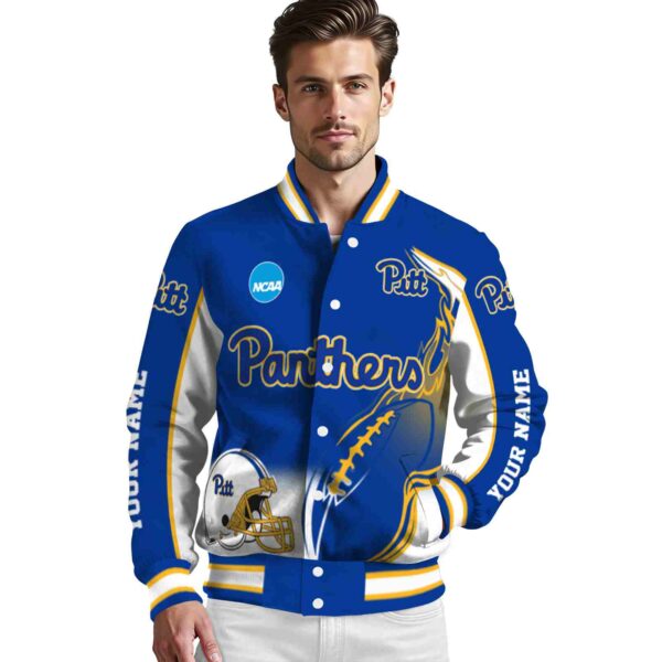 customized pittsburgh panthers flaming football royal blue white jacket high quality jacketwow