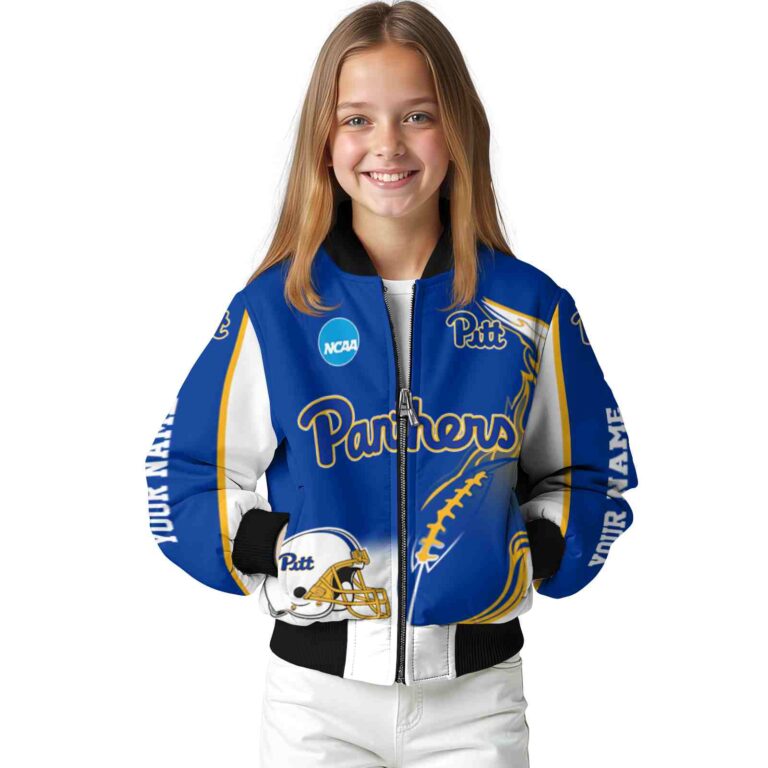 customized pittsburgh panthers flaming football royal blue white jacket top rated jacketwow