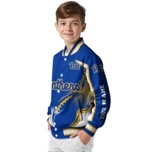 customized pittsburgh panthers flaming football royal blue white jacket trendy jacketwow