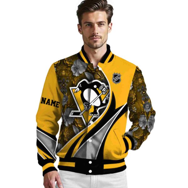 customized pittsburgh penguins floral print yellow jacket high quality jacketwow