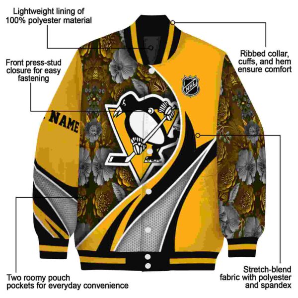 customized pittsburgh penguins floral print yellow jacket new arrival jacketwow