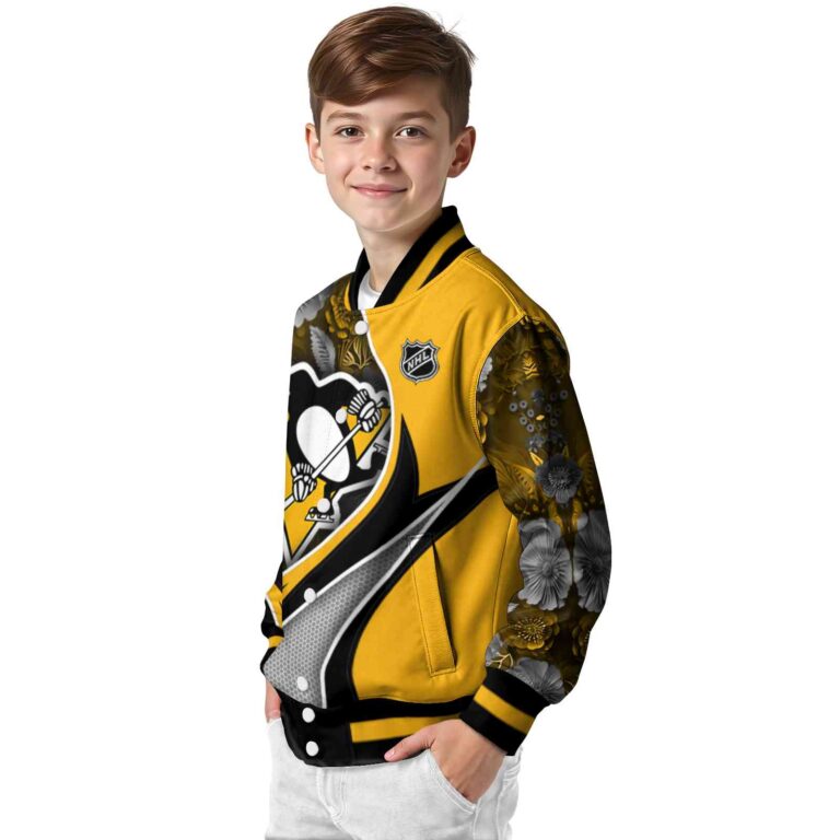 customized pittsburgh penguins floral print yellow jacket trendy jacketwow