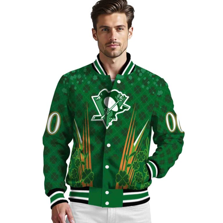 customized pittsburgh penguins shamrock pattern green jacket high quality jacketwow
